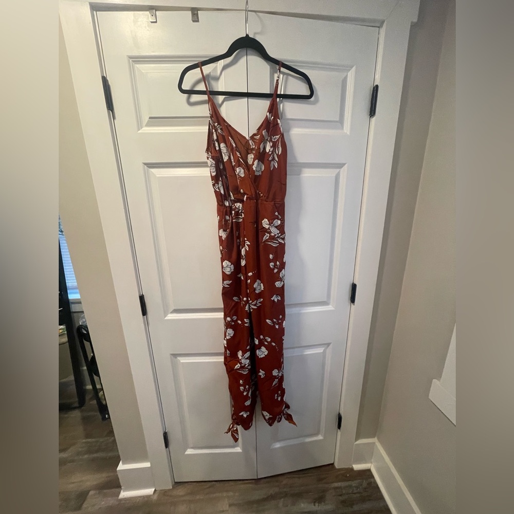 Burnt Orange Floral Jumpsuit